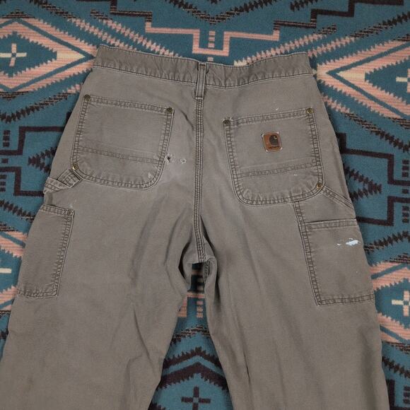 Vintage Carhartt Double Knee Pants Dungaree Fit 30x29 B195 LBR Distressed Paint - Picture 12 of 16
